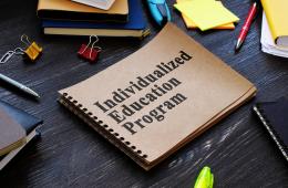 Notebook with text saying Individualized Education Program