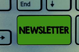 Keyboard with green key showing Newsletter