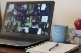 Laptop, notebook and pen