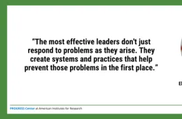 Image of Elena Rettiger-Lincoln with the quote "The most effective leaders don't just respond to problems as they arise. They create systems and practices that help prevent those problems in the first place."