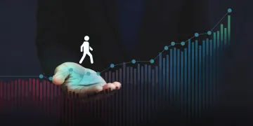 Graph with hand and person at the start of the data points