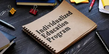 Notebook with text saying Individualized Education Program
