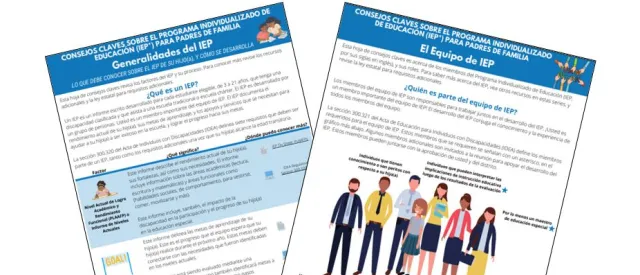 Spanish Versions of IEP Tip Sheets for Parents
