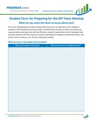 Page 1 of IEP Student Form