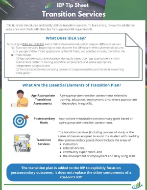 Page 1 of the Transition IEP Tip Sheet