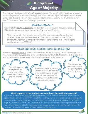 Page 1 of the Age of Majority Tip Sheet