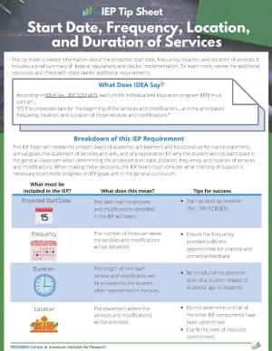 start date, frequency, location, duration of services