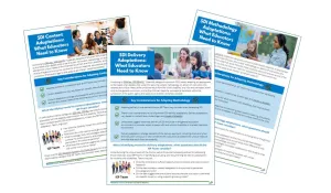 image of the covers of the SDI Adaptations Tip Sheets