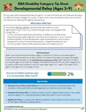 IDEA Disability Category Tip Sheet: Developmental Delay