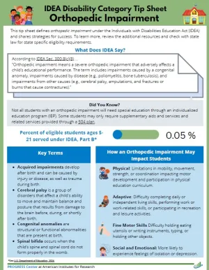  IDEA Disability Category Tip Sheet: Orthopedic Impairment 