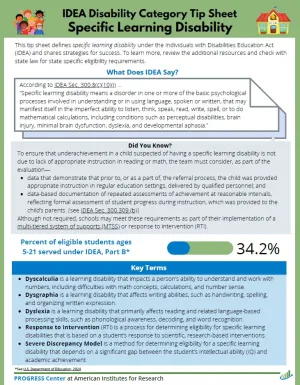   IDEA Disability Category Tip Sheet: Specific Learning Disability
