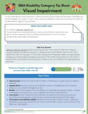 Page 1 of visual impairment tip sheet