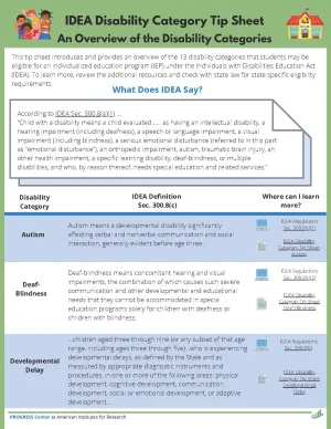 IDEA Disability Category Tip Sheet: An Overview of the Disability ...